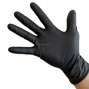 L'usine vend directement des gants en Nitrile noir Orange diamant Texture industrielle gants à revêtement lisse en Nitrile sans poudre