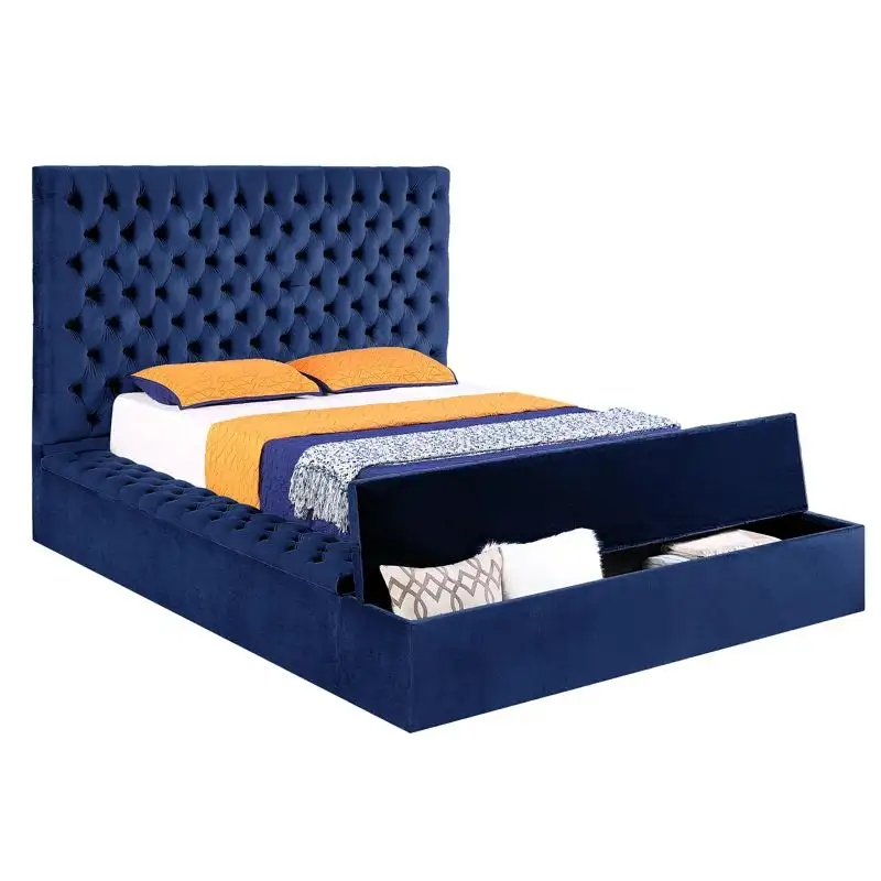 Lits de chambre à coucher Cadre de lit en bois circulaire avec rangement Lit en bois Queen California King