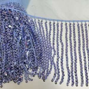 Новейшие модные дизайны ZSY: 16-сантиметровая цветная отделка из пайеток, бисера и кистей, бахрома с бусинами для декора платьев - Product Image 6