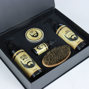 Kit Cadeau de Croissance et de Soin Adoucissant, Nettoyant et Entretien <span class=keywords><strong>pour</strong></span> <span class=keywords><strong>Barbe</strong></span> et Poils du Visage Homme, Marque Blanche, Naturel Biologique, avec <span class=keywords><strong>Coffret</strong></span> d'Emballage - Product Image 1