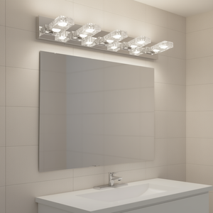 Lámpara de Vanidad LED Moderna de Hierro Cromado, 31 Pulgadas, Pantalla Acrílica Cuadrada, Montaje en Pared, Iluminación para Espejo de Baño - Product Image 2