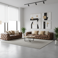 Ensemble de canapés sectionnels en tissu capitonné de style européen luxueux, design moderne, noir
