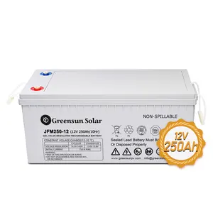 Greensun Full Sealed Solar Power Gel Battery 12v 250ah Lead Acid Battery For Farm And Wind System