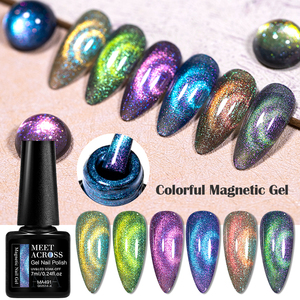 MEET ACROSS Soak Off UV LED Nail Gel Varnish Glitter 9D Magnet Nails Black Base Gel 7ml Cat Magnetic Gel Polish - Product Image 5
