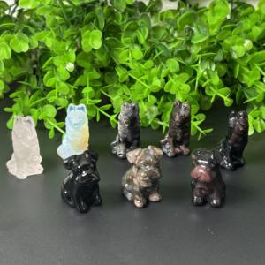 도매 천연 보석 동물 조각 라브라도 개 로즈 쿼츠 소재 테디 개 크리스탈 공예품 완벽한 선물용 - Product Image 1