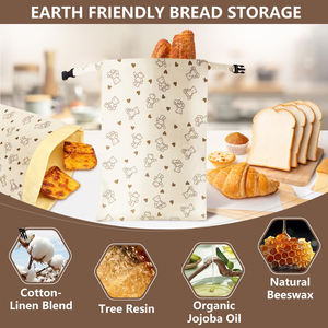 2 Paket Kantong Roti Lilin Lebah untuk Roti Sourdough, Kantong Roti untuk Roti Buatan Sendiri, Kantong Lilin Lebah Katun XL yang Dapat Digunakan Kembali untuk Penyimpanan - Product Image 3