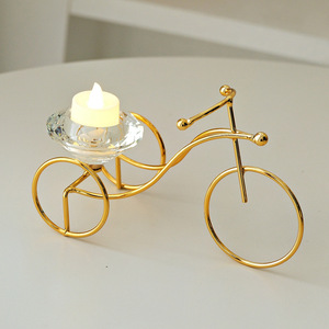 Tricycle Candlestick Iron Creative Decorative Craft Round Candle Holder <b>Table</b> Decoration Accessory - Product Image 4