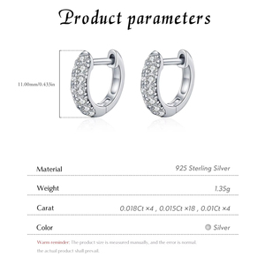 Exquisite S925 Sterling Silver Classic Sparkling Round D Color Moissanite Small Hoop <b>Earrings</b> for Women <b>Fine</b> Jewelry - Product Image 4