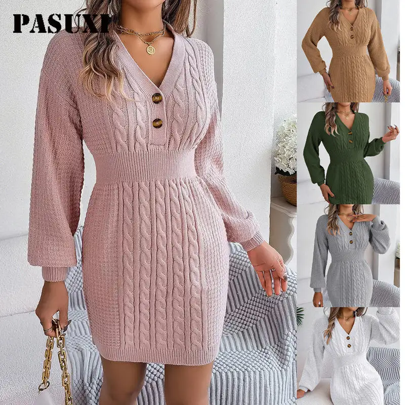 PASUXI New Wholesale Custom Factory Winter Women Long Sleeve Cardigan Embroidery Knit Oversized Dress Women Clothing Sweaters