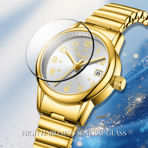 LIGE ST6726 Piccolo Orologio Dorato da Donna con Calendario, Quadrante Arabo, Acciaio Inossidabile, Formato 12/24 Ore, Impermeabile, Regalo per Ragazze - Product Image 2