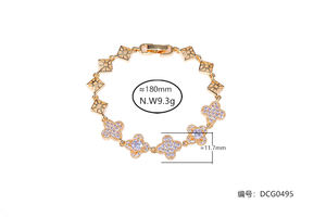 Xing Yu yüksek kalite Vintage stil 18K altın kaplama dört yapraklı yonca zincir bağlantı bilezik lüks pirinç geometrik sahip - Product Image 4