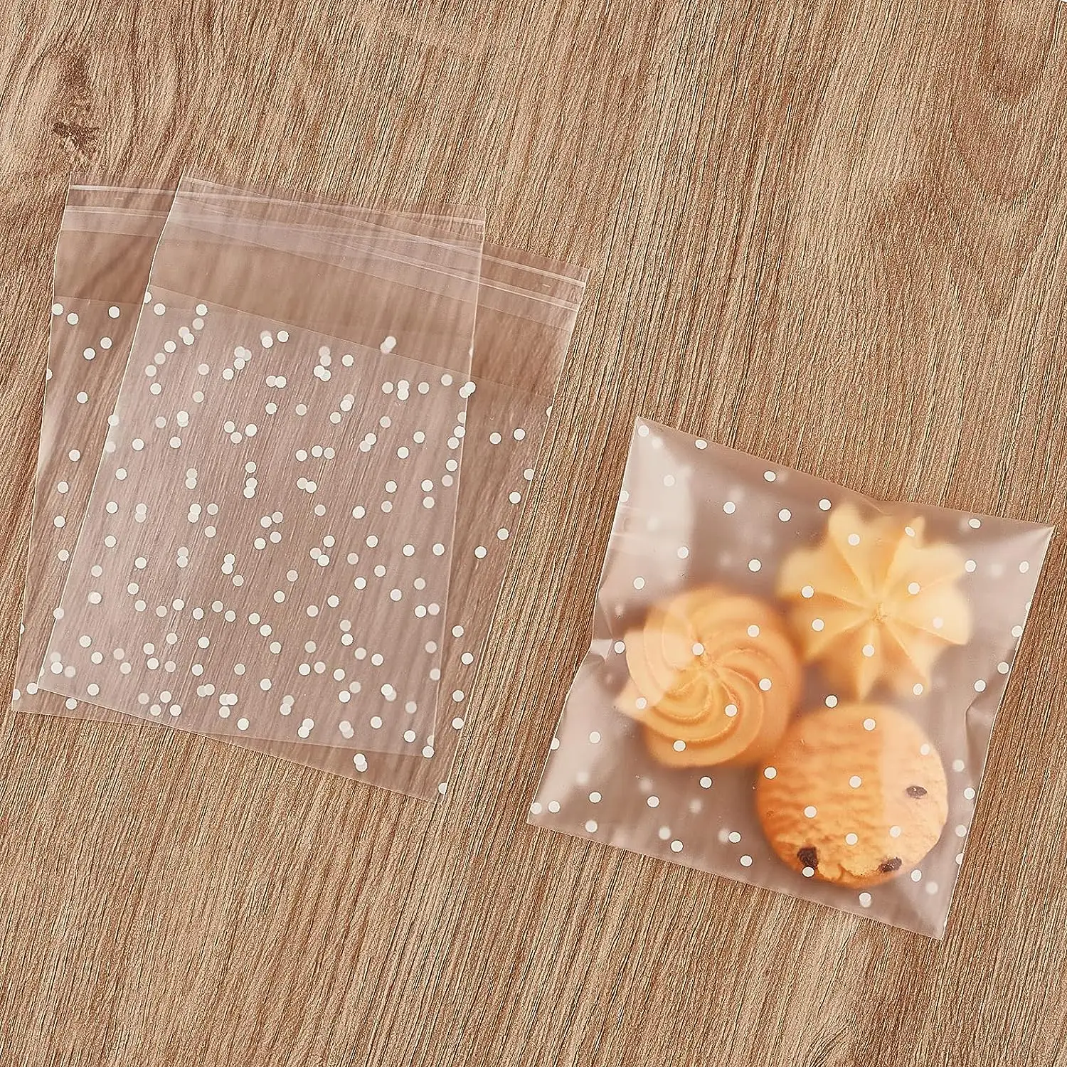 Sacs à biscuits sacs à friandises en cellophane en plastique transparent auto-adhésif pour emballage de pâtisserie de bonbons cadeau de faveur de fête de noël sac de cadeau