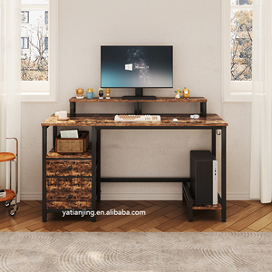 <strong>Industrial</strong> L Shaped Large <strong>Corner</strong> Stainless Steel Gaming <strong>Desk</strong> with Shelves &amp; Drawer for Office and Home Use - Product Image 3