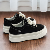 Baskets plateforme à logo personnalisé, semelle épaisse et robuste, à lacets, décontractées, style skate, mode, basses, couleur unie, streetwear