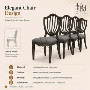 Classic PP Wood Grain <b>Spindle</b> Back Upholstered Wedding <b>Chair</b> for Hotel Banquet Event Venue Wholesale Supplier Project Supply - Product Image 5