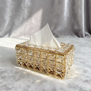Nueva Caja de Pañuelos de Cristal Dorado con Diseño de Cristal Transparente, para Sala de Estar, Hogar, Bodas, Diseño Creativo, Almacenamiento de Papel para Servilletas de Escritorio - Product Image 3