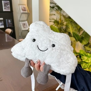 Wholesale Girls Cute Kawaii Little <b>White</b> Cloud Soft Plush <b>Backpack</b> PP Cotton Filled Shoulder Bag - Product Image 2