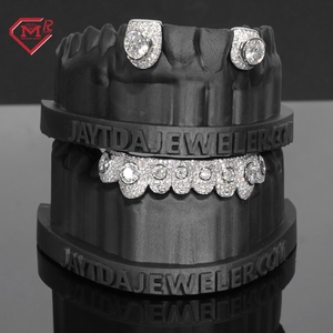 Nouveau Design Vvs Moissanite Grillz Dents 2 Top 8 Bas De Luxe Hiphop Bijoux Argent 925 <span class=keywords><strong>Grilz</strong></span> pour Les Dents - Product Image 2