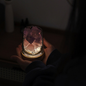 Lampada Notturna Aromaterapica Senza Fiamma in Cristallo Naturale Grezzo, Diffusore di Oli Essenziali in Ametista, Regalo per Casa e Camera da Letto - Product Image 4