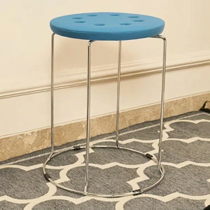 Portable Round <b>Plastic</b> <b>Stool</b> with Chrome Steel Legs Lightweight Seating <b>Stool</b> for Home and Outdoor Use - Product Image 1