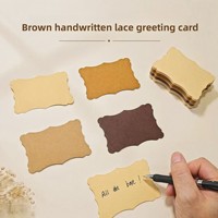Carte vierge brunâtre à bords dentelés et estampage à chaud, personnalisable à la main, carte de vœux DIY, note de bénédiction minimaliste vintage en papier kraft