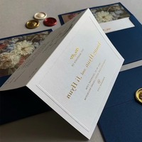 Tarjeta de gama alta personalizada, plegable en relieve de oro impreso de doble cara para invitaciones de boda y tarjetas de agradecimiento