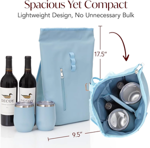 Borsa Portabottiglie in Pelle PU Opaca, <span class=keywords><strong>Zaino</strong></span> per Vino con Cinghie, Portabicchieri Leggero e Portatile con Scomparti - Product Image 4