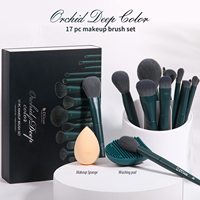 Juego de 17 brochas de maquillaje profesional, kit de herramientas de belleza, estera de limpieza, esponja de maquillaje, polvo facial, brocha para sombra de ojos, juego de brochas de maquillaje