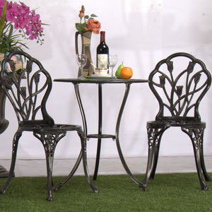 Migliore vendita 3 pezzi resistente alle intemperie Set Patio portatile esterno in fusione di alluminio <span class=keywords><strong>mobili</strong></span> <span class=keywords><strong>da</strong></span> <span class=keywords><strong>giardino</strong></span> per 2 persone uso interno - Product Image 1