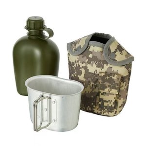 Taza de Camping de Aluminio DF30 con Cantimplora Verde y Bolsa de Camuflaje, Portátil, para Uso en Exteriores, Todas las Estaciones - Product Image 1