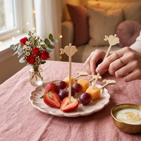 Brochettes décoratives en bambou de qualité alimentaire EC1935 DGCCRF, thème Noël, fourchettes à fruits, pics à cocktail pour événements et bars