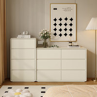 Commode à huit tiroirs en bois massif laqué, style crème, minimaliste, grande capacité, pour chambre et salon