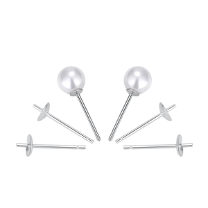 925 Sterling Silver Bead Caps <b>Earring</b> <b>Posts</b> 2mm for DIY Jewelry Making Findings - Product Image 1