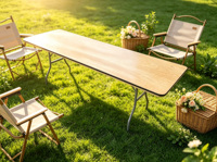 Ensemble de table à manger en bois Luckygoods pour mariage, table rectangulaire pliante, table de mariage pour événements de mariage, location pour fêtes