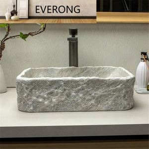 Lavabo a Vaso Quadrato in Marmo <span class=keywords><strong>Turco</strong></span> di Lusso, Design Moderno Antico, per <span class=keywords><strong>Bagno</strong></span> e Cucina, Lavabo Singolo in Rosso e Grigio - Product Image 5