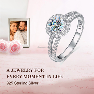 GRA certificado D Color <span class=keywords><strong>Moissanite</strong></span> 2 filas halo anillo 925 plata esterlina rodio plateado <span class=keywords><strong>1</strong></span> 2 <span class=keywords><strong>Ct</strong></span> mujeres compromiso boda joyería fina - Product Image 5