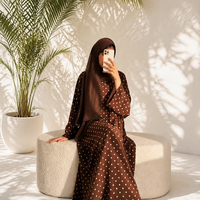 Abaya pour femmes musulmanes, style Dubaï, imprimé à pois, manches longues, robe maxi ample, robe islamique décontractée Dubaï, plusieurs couleurs