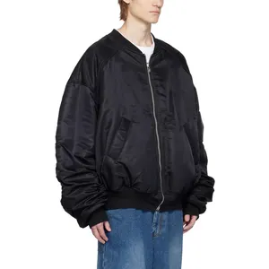 사용자 정의 로고 사용자 정의 고품질 재킷 가을 캐주얼 스탠드 업 칼라 남자의 지퍼 폭격기 재킷 100% 폴리 에스테르 일반 염색 50pcs