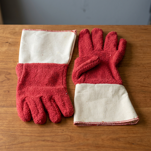 Gants de four en tissu éponge de coton à prix de gros, gants de travail de sécurité en tissu éponge pour boulangerie, mitaines en tissu éponge à double paume avec revers en toile et pouce droit - Product Image 1