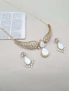 Ensemble collier ras-de-cou et boucles d'oreilles pendantes en laiton, motif goutte d'eau, élégant pour les soirées, bijoux pour femmes et jeunes filles - Product Image 2