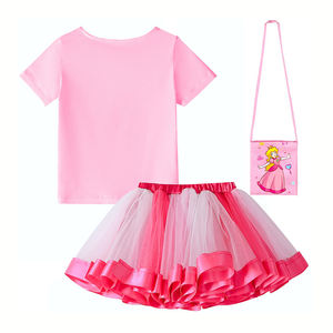 ชุดเจ้าหญิงพีชการ์ตูน CM106 พร้อมอุปกรณ์เสริม เสื้อยืดลายพีช กระโปรงบัลเลต์ กระเป๋า ไม้กายสิทธิ์ เครื่องประดับ สำหรับเด็กผู้หญิง งานวันเกิด ชุดแฟนซี - Product Image 3