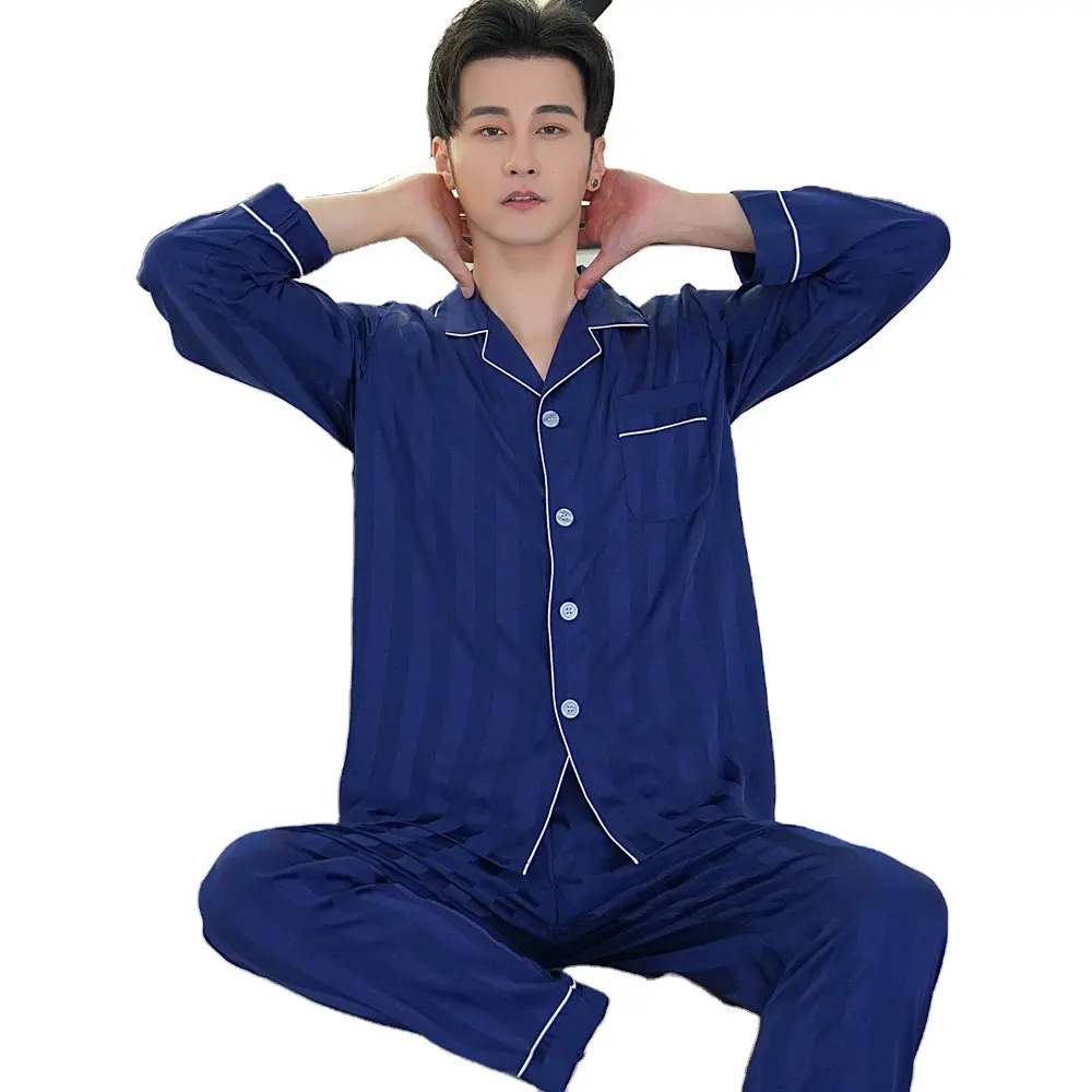 2023 Fashion Nightwear for Men Pajama Set Print Men Pajama Set Casual Satin Silk Sleepwear for Men Family Comfortable Style