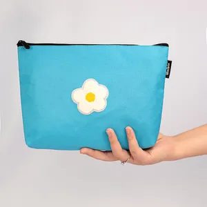 Commercio all'ingrosso semplice eco-friendly tela oxford borsa da toilette custom per il trucco fiore da damigella d'onore