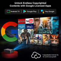 OEM 1600ANSI Akıllı Google Projektör 2G Wifi 4K Desteğiyle Dış Mekan YT/Prime Video Film Projektörü
