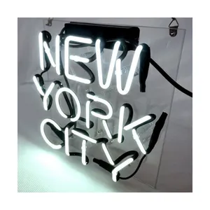 White 'NEW YORK CITY'Man Cave Party Neon Light Sign Club Beer Bar Lamp Decor 10"
