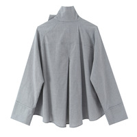 Chemise à carreaux personnalisée pour femme, collection Printemps 2026, chemisier gingham boutonné de créateur avec col montant et poches, OEM/ODM par usine chinoise
