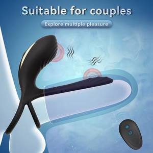 Anneau de verrouillage du sperme jouets sexuels masculins télécommande anneau de verrouillage électrique de sperme Stimulation en silicone Couples partager anneau vibrant - Product Image 4