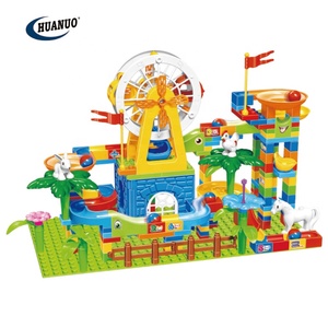 253 piezas de juguetes de bloques de construcción con pista de bolas, DIY, con temática de noria y pista de zoológico, juego de carreras de canicas para niños - Product Image 6