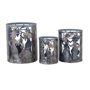 Portavelas de Metal Decorativo, Soporte para Velas Votivas con Corte Abierto, Lámpara de Mesa Rústica, Hecha a Mano, Ecológica, para Navidad y Bodas - Product Image 1