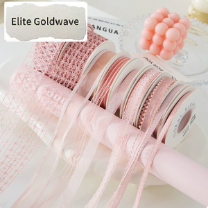 Premium sense pink series <b>ribbon</b> flower bouquets <b>ribbon</b> flower cake decoration <b>ribbon</b> floral satin <b>ribbon</b> flower shop material - Product Image 1